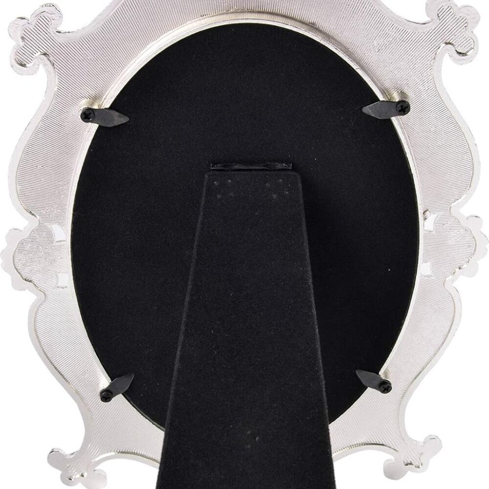 Vintage Vanity Tabletop Mirror, Metal Oval Decorative Makeup Mirror with Stand, - Picture 4 of 7